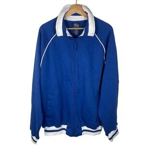Vintage John Blair Full Zip Fleece Track Jacket Men Large Tall Blue Pockets